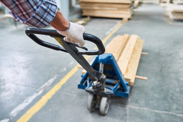 Mover Pulling Cart Close Up