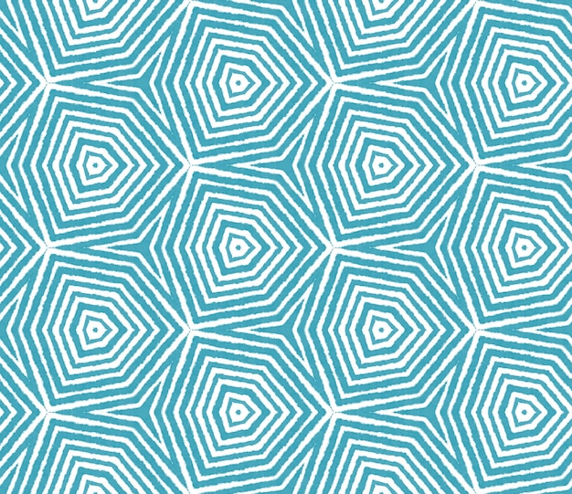 Mozaik bezszwowy wzór turkusowy symetryczny kalejdoskopowy tło tekstylne gotowe wspaniały odcisk