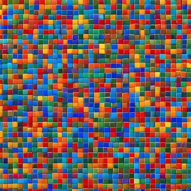 Zdjęcie mozaika o różnych kolorach jest wyświetlana w wzorze mozaikowym