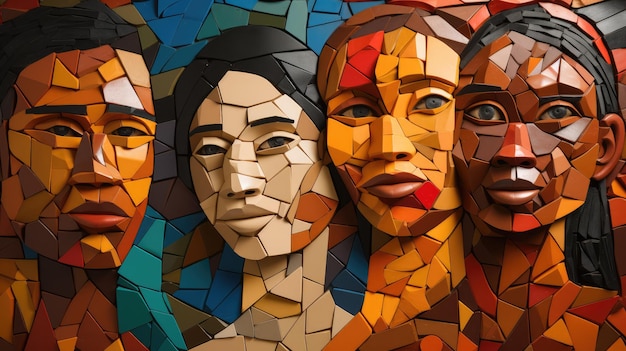mozaika twarzy reprezentujących różne grupy etniczne Indonezji