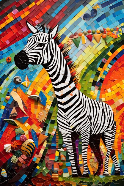 mozaika zebry na kolorowym tle