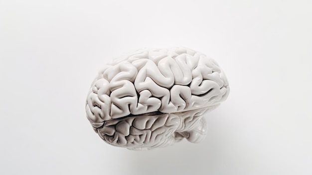 Mózg jest pokazany na białym tle.