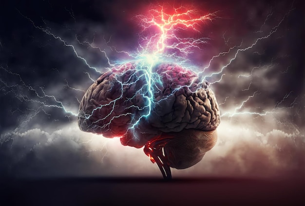 Mózg powodujący burzę mózgów i burzę Generative AI