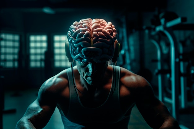 Zdjęcie mózg trenuje na siłowni generative ai