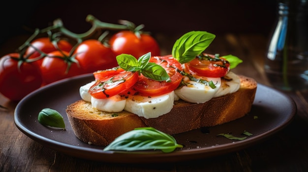 Mozzarella bruschetta z pomidorem i bazyliką