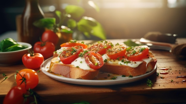 Mozzarella bruschetta z pomidorem i bazyliką