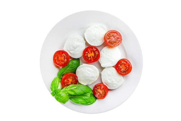 Mozzarella sałatka caprese pomidor bazylka świeże jedzenie smaczne jedzenie przysmak posiłek jedzenie przekąska