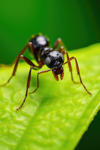 mrówka na zdjęciu makro liścia