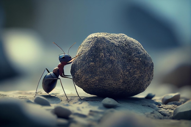 Mrówki na skałach Makro shot Płytka głębia ostrościgenerative ai
