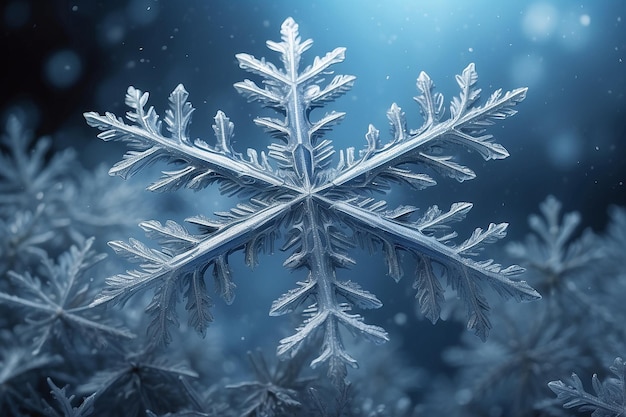 Zdjęcie mroźna elegancja niebieskie płatki śniegu świąteczna błogosławieństwo