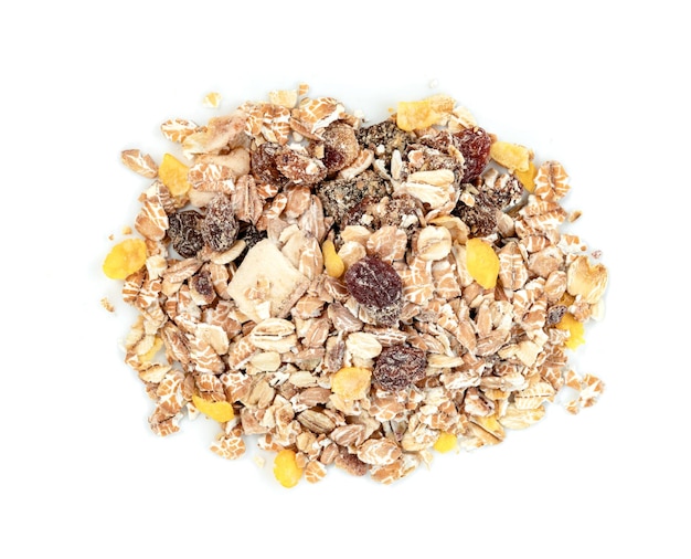 Muesli multi owoc izolowany na białym tle