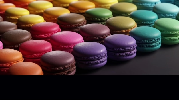 Multicolor background with colorful macarons macaron przepis illustrationobraz sztuka generowana przez sztuczną inteligencję