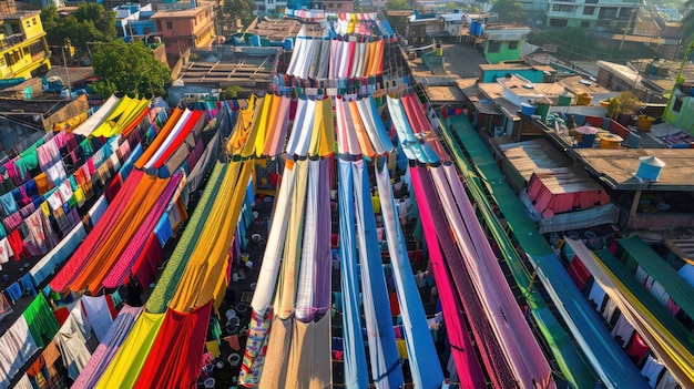 Mumbai Kolorowe rzędy ubrań suszące się pod słońcem w Dhobi Ghat to wyjątkowy widok