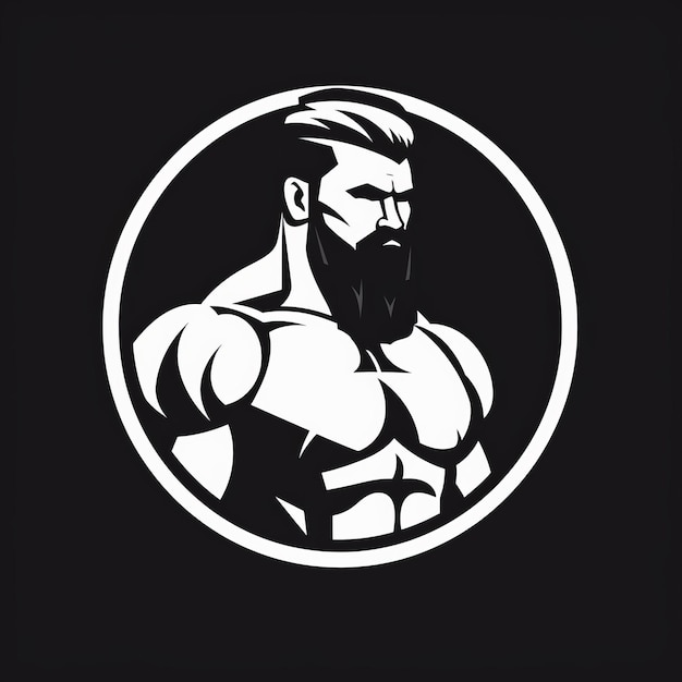 Muskularna czarno-biała ikona graficzny styl z czystym wyglądem