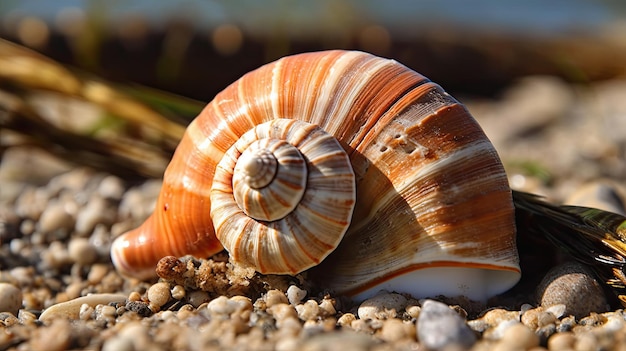 Muszla na plaży z muszlą morską