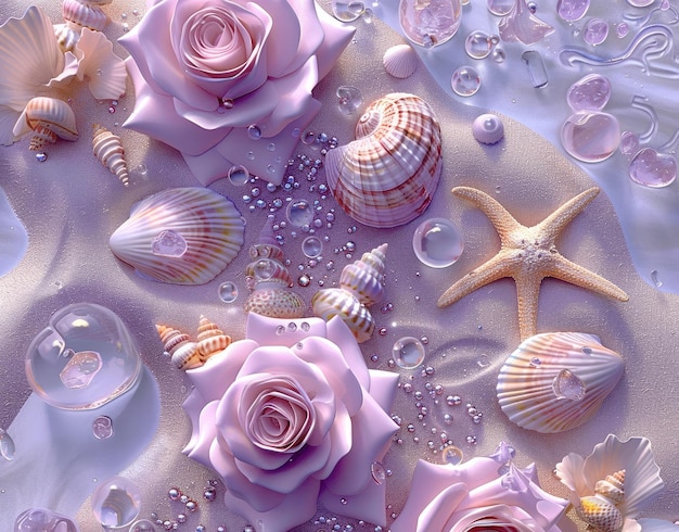 muszlę morską z muszlami morskimi i gwiazdami morskimi