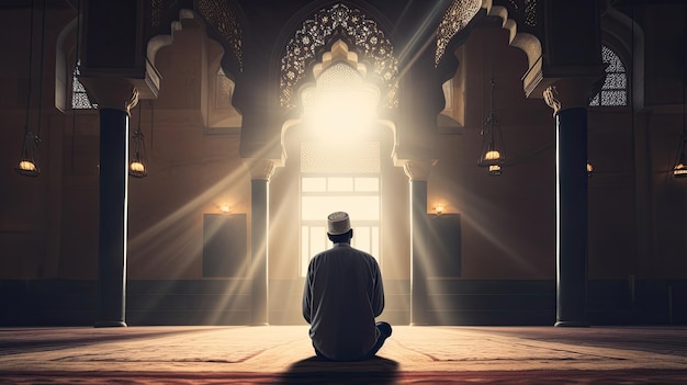 Muzułmanin modli się w meczecie