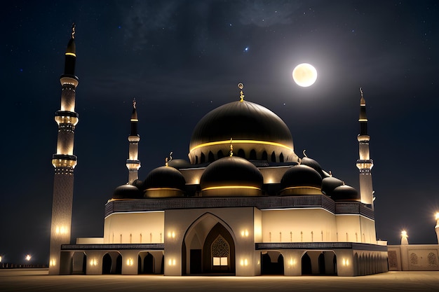 Muzułmańska noc w meczecie Zdjęcie projektu architektury ramadan kareem Eid Generative AI