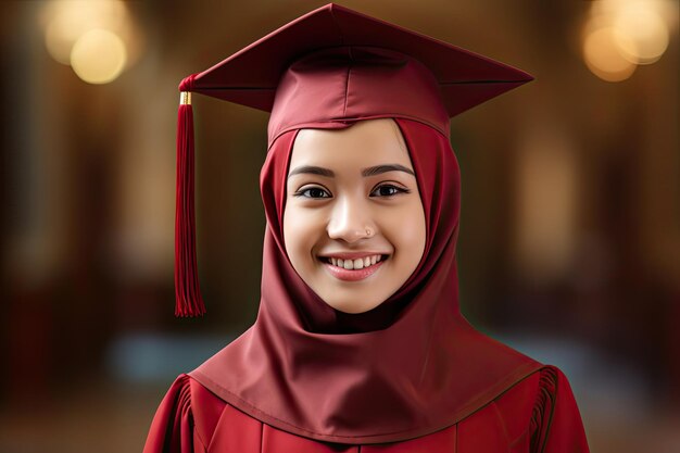 Muzułmańska studentka na ceremonii ukończenia studiów