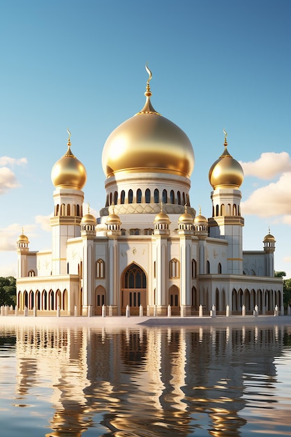 Muzułmański meczet Arabski meczet dla meczetu z bardzo pięknym prawdziwym islamskim projektem i błękitnym niebem