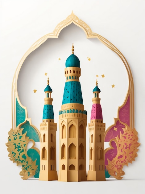 Muzułmańskie abstrakcyjne sztandary z pozdrowieniami Wielki muzułmański festiwal Ilustracja uroczystości