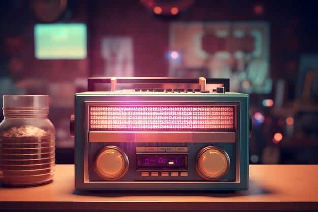 Muzyczny retro tło z boomboxem