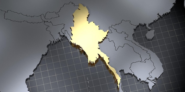 Myanmar kraj kształt ilustracja 3D