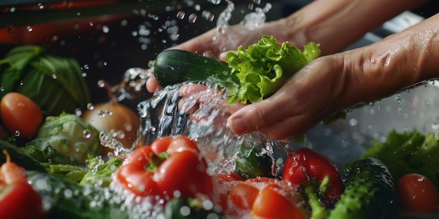 Mycie rąk, warzywa, woda Generatywna sztuczna inteligencja