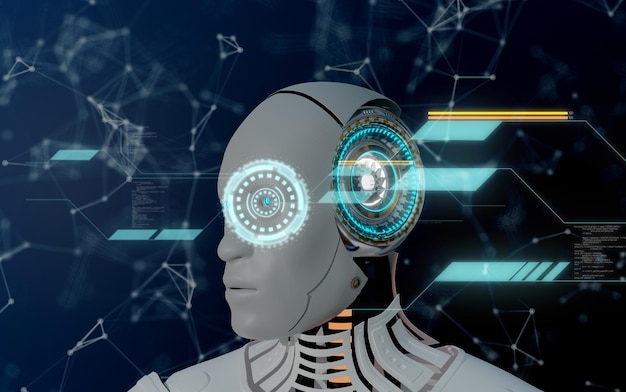 myślenie robota i renderowanie ilustracji 3D w procesie dużych zbiorów danych