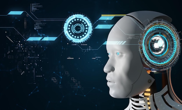 myślenie robota i renderowanie ilustracji 3D w procesie dużych zbiorów danych