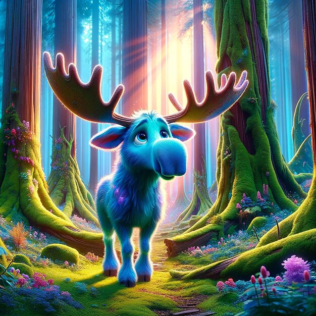 Mystic Forest Cartoonish Moose