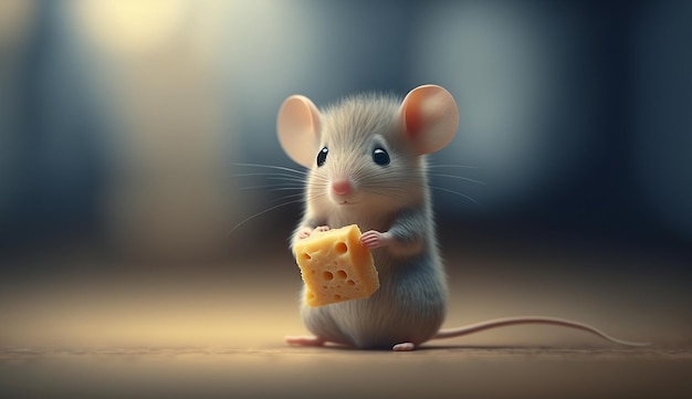 Mysz trzymająca kawałek sera ai generator grafiki