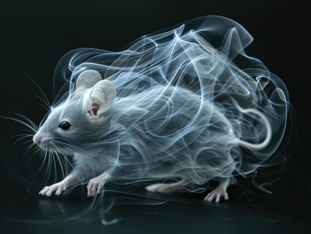 Zdjęcie mysz wykonana z dymu według chińskiego znaku zodiaku 12 zwierząt zodiaku