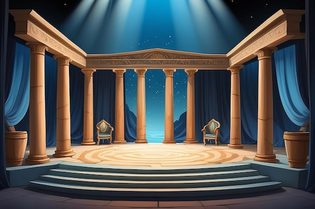 Zdjęcie mythical marvel cartoonstyle stage with greek gods