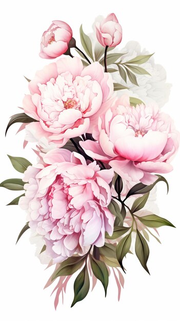 Zdjęcie na białym tle jest obraz przedstawiający bukiet różowych kwiatów