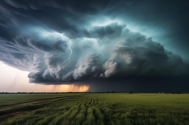 Na horyzoncie pojawiają się chmury z burzą, z gradem i silnym wiatrem, burzą tornado.