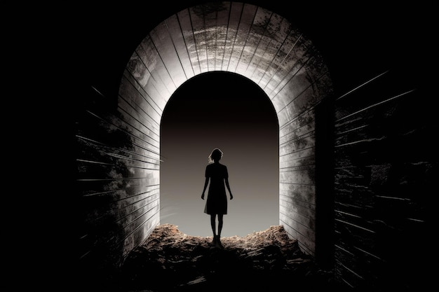 Na końcu starego tunelu stoi cyfrowa reprezentacja kobiety