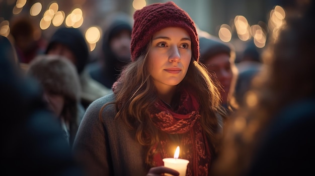 Na pamiątkę Candlemas ludzie trzymają świece Generative AI