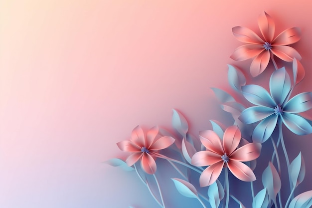 na różowym tle generatywnej AI jest wiele różowych i niebieskich kwiatów