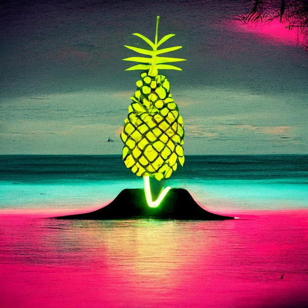 na skale w wodzie generatywnej AI znajduje się ananas