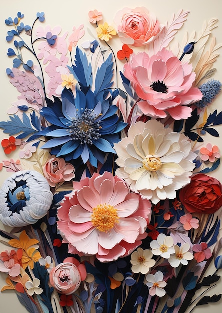 Na stole generatywnym stoi wazon z papierowymi kwiatami