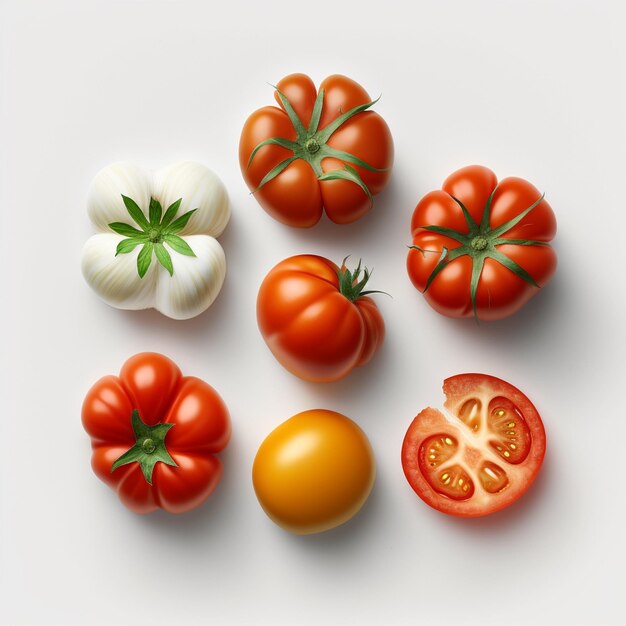 Na stole jest wiele pomidorów i czosnku razem generatywne ai
