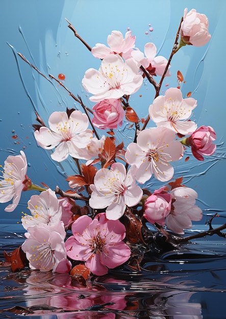 Na stole z sztuczną inteligencją generującą wodę stoi wazon z kwiatami