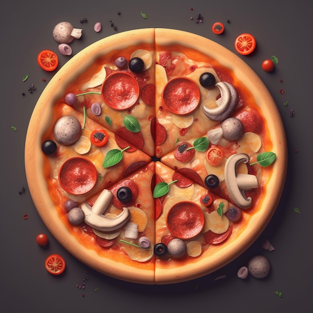 Na tej eleganckiej ilustracji minimalizm spotyka się z pizzą