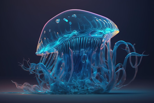 Na tej ilustracji pokazano niebieską meduzę.