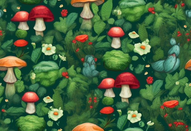 Na ziemi jest wiele różnych kolorowych grzybów i roślin.