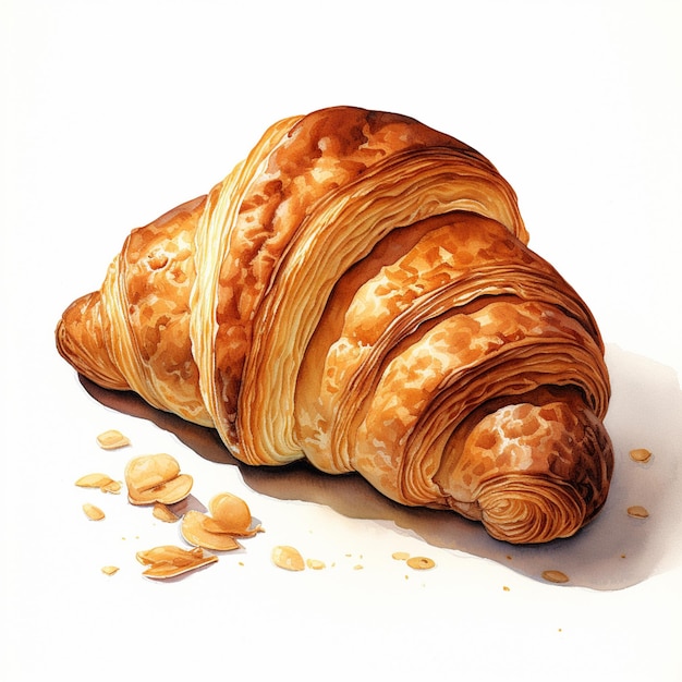 Na ziemi leży croissant z nasionami.