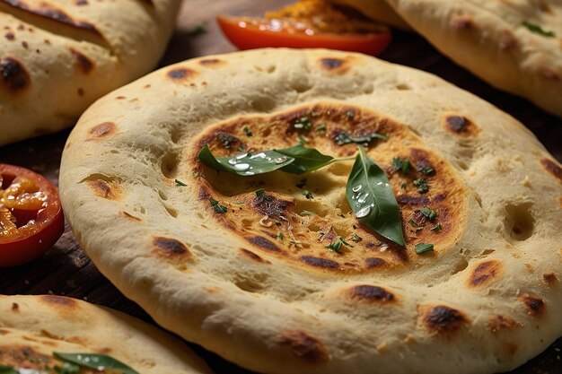 Zdjęcie naan bread with visible air bubbles