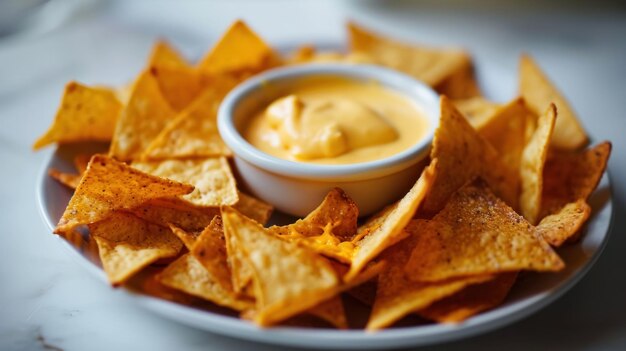 Nachos i Cheese Dip Platter na białym stole