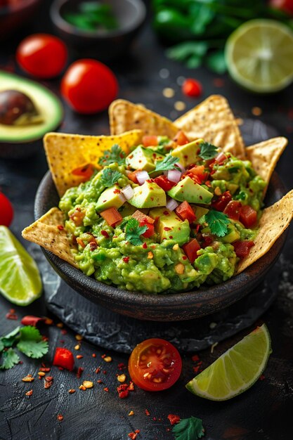 Nachos i guacamole AI generowane